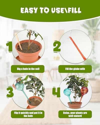 Iridescent Self Watering Globes, Glass Rainbow Plant Watering Globes, Self Watering Planter Insert, Automatic Plant Waterer Indoor (Large-4 Pcs Multi-Color) - Image 3