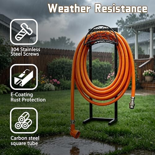Garden Hose Holder, 57 Inch Extra Tall Freestanding Water Hose Stand, Heavy Duty Stainless Steel Ground Stake with Triangle Reinforcement, Supports 200 ft Hose - Image 3