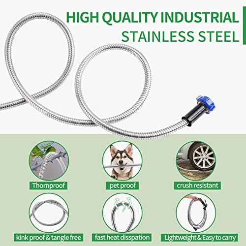 304 Stainless Steel Garden Hose, 25 ft Metal Garden Hose with 3/4" Connector Fittings and Sprayer, Heavy Duty Kink Free Flexible Outdoor Water Hose, Blue - Image 3