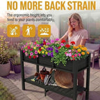 DWVO 48x18x30in Raised Garden Bed Kit, HDPE Planter Box Stand, Poly Wood Weather-Resistant Planter Box with Legs & Storage Shelf, Elevated Garden Bed for Backyard, Patio, Balcony,Black - Image 6