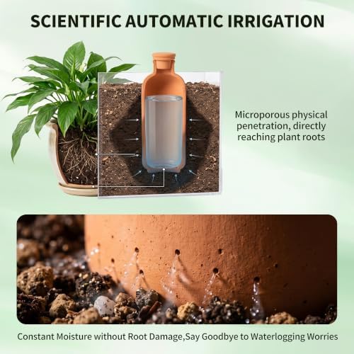 4 Pack Terracotta Self Watering Plant Bottles 900ml Automatic Clay Watering Globes with Free Garden Fork Spoon for Houseplants Outdoor Garden Plants - Image 4