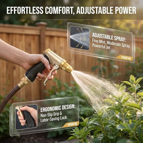 Heavy Duty Garden Hose Nozzle - Upgraded Metal Spray Gun with High Pressure & Adjustable Patterns for Efficient Plant Watering & Car Washing Adjustable Patterns - Image 5