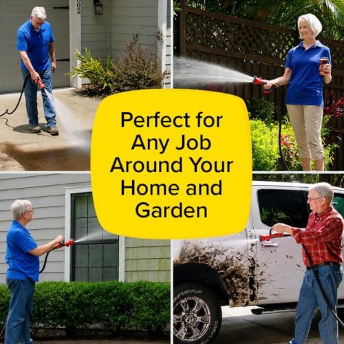 Pocket Hose Aqua Handle Nozzle, Ergonomic Grip, 9 Spray Patterns, Red - Image 7