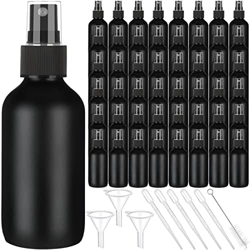 Yungyan 100 Pcs 4 oz Mini Glass Spray Bottles Empty Small Essential Oil Bottles Fine Mist with 3 Funnel 5 Dropper Cleaning Brush for Hair Travel Plants Perfumes(Black) by Yungyan