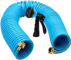 AUTOMAN Recoil Garden Hose 50 ft, EVA Curly Water Hose with Brass Connectors, Coil Garden Water Hose,Includes 7-Pattern Function Sprayer,Retractable,Corrosion Resistant Garden Coil Hose by AUTOMAN