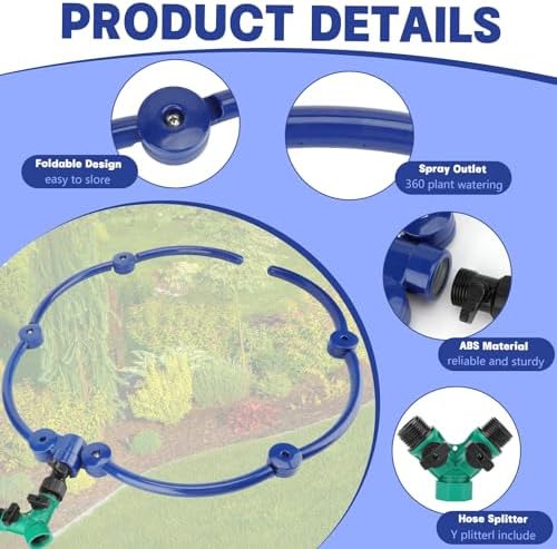 2Pcs 360° Tree Water System Tree Watering Ring 20 Inch Circle Sprinkler and Irrigation System Targeted Water with Y Hose Splitter for New Tree Outdoor Plants Raised Garden Beds Shrubs (Blue, Large) - Image 3