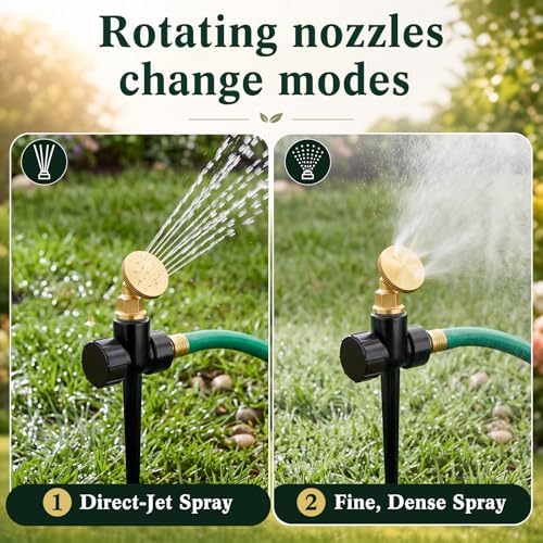 Tioncy 4 Pack Metal Lawn Sprinkler for Yard with Brass Nozzle & Aluminum Alloy Spike Base, Adjustable Automatic Garden Sprinkler System with Screen Gasket for Lawn Garden Yard Greenhouse(Black) - Image 3