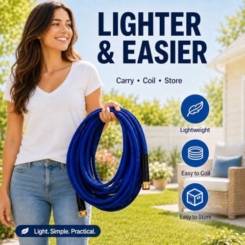 50FT Garden Hose, 5/8-Inch Flat Ultra Lightweight Flexible & Kink Free - Image 2