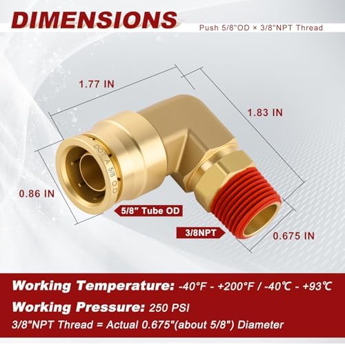 90° Swivel Male Elbow, 5/8" Tube x 3/8" NPT, DOT Approved 5PCS - Image 5