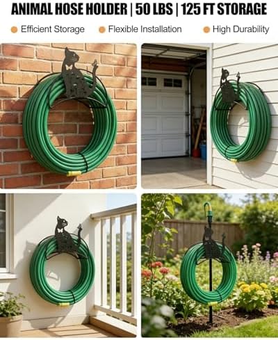 Butterfly Hose Holder Metal Wall Mount HeavyDuty 125'5/8"Garden Hose Hanger - Image 4
