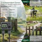 Hose Water Timer, Programmable Sprinkler Timer with Rain Delay/Manual/Automatic Drip Irrigation System for Garden Yard, 2 Outlet - Image 2