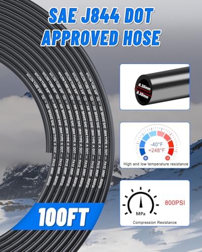 3/8" Air Line Tubing Kit, 100FT SAE J844 PA Nylon Air Hose Tubing - Image 4