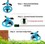 Lawn Garden Sprinkler Automatic Garden Watering Lawn Sprinklers 360 Rotating Degree Grass Plants Irrigation System with Nozzle for Home Yard(Blue) - Image 5