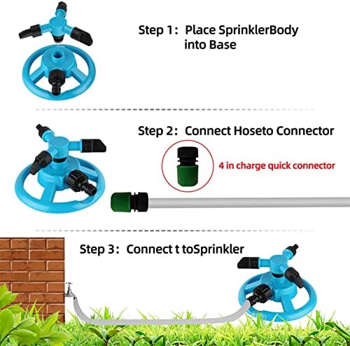 Lawn Garden Sprinkler Automatic Garden Watering Lawn Sprinklers 360 Rotating Degree Grass Plants Irrigation System with Nozzle for Home Yard (Green) - Image 5
