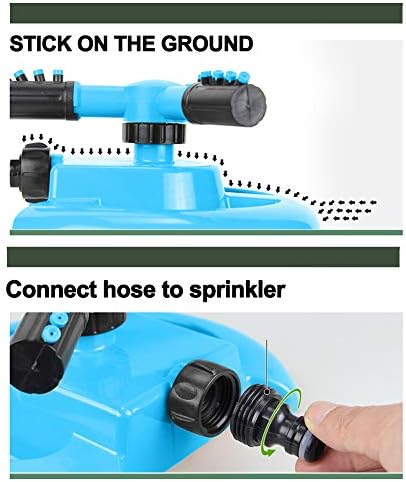 Lawn Sprinkler, Garden Sprinkler Premium Kit Outdoor Sprinklers Kids Play Automatic 360 Degree Rotating Adjustable Irrigation System, Speed & Range Control - Image 5