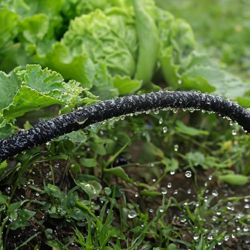 Hourleey Flat Soaker Hose 200 FT for Garden, 200' (50FT x 4) Linkable Consistent Drip Irrigation Hose, Leak-free Dual-layer Design Saving 80% Water Garden System Water Hose with Holes - Image 3