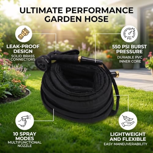 Non Expanding Garden Hose 100 ft, with Nozzle - Image 6