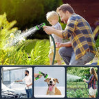 100 ft Expandable Garden Hose - Kink Free Flexible Water Hose with Thumb-Controlled 10-Function Nozzle, 3/4 Solid Connectors, Durable 3750D Fabric, 4-Layer Latex Core - Image 6