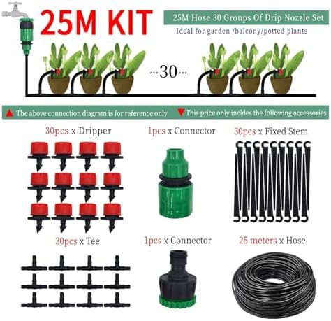 Garden Supplies 50M-5M DIY Drip Irrigation System Automatic Watering Garden Hose Micro Drip Watering Kits with Adjustable Drippers Nozzle(KIT001-25M) - Image 2