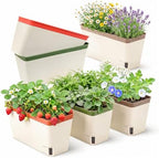 OurWarm Self Watering Pots for Indoor Plants, 6 Pack 10.5 Inch Plastic Window Herb Planter Box with Water Level Indicator, Modern Decorative Windowsill Planters for Herbs, Flowers, Seedlings by OurWarm