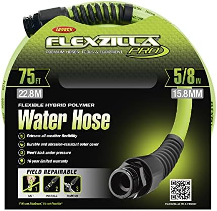 Flexzilla Pro Water Hose with Reusable Fittings, 5/8 in. x 75 ft., Heavy Duty, Lightweight, Drinking Water Safe, ZillaGreen - HFZWP575-E - Image 2