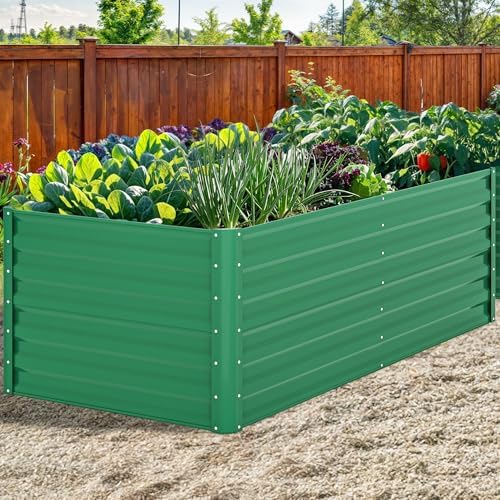 YITAHOME 6x3x2ft Outdoor Raised Garden Bed Kit, Large Metal Patio Planter Box with Gloves, Support Rod for Plants Vegetables Flowers, Green - Image 2