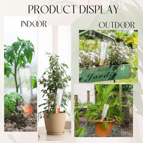 Baderke 6 Sets Plant Watering Stake Devices Include Terracotta Self Watering Spikes and 500 ml Plastic Wine Bottles for Vacation Indoor Outdoor Plant - Image 6