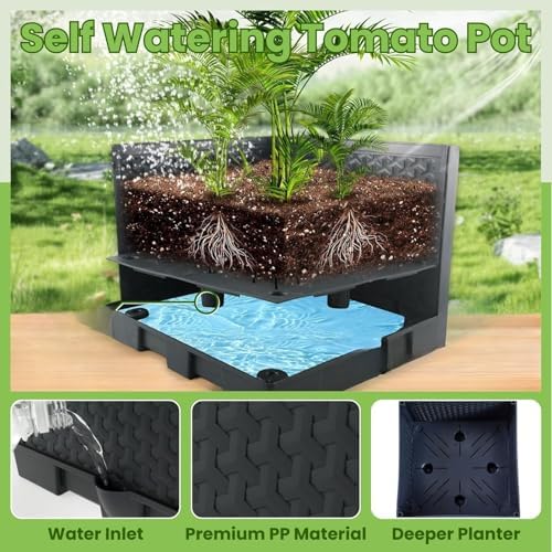 2 Pack Raised Garden Bed Tomato Planter with Trellis - 45" Self Watering Planters Box with Trapezoidal Trellis for Climbing Plants Vegetables Flowers - Tomato Cages for Greenhouse Indoor Outdoor - Image 4