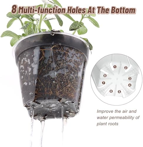 11" Clear Plant Nursery Pots with Drainage Plastic Orchid Pots 10 Pack - Image 3