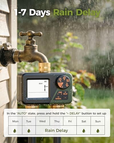 Diivoo Brass Hose Timer 2 Outlet, Sprinkler Timer for Garden Hose - Image 5