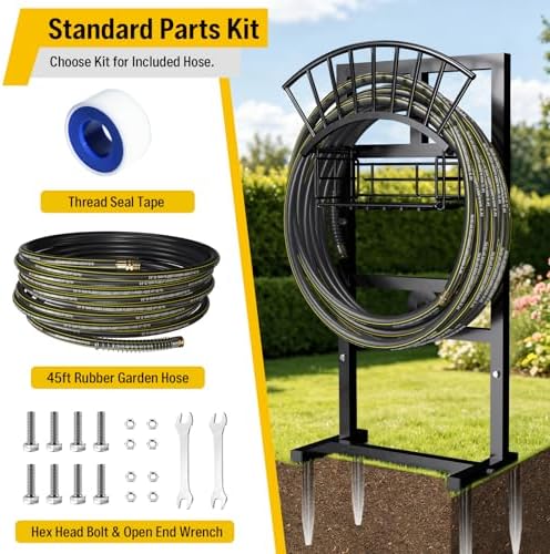 Heavy Duty Garden Hose Holder include 45ft Rubber Hose 5/8" - Image 2
