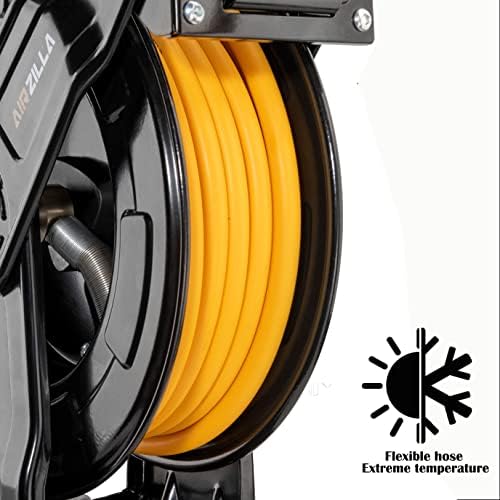 AIRZILLA Premium Steel Retractable Air Hose Reel With Dual Arm, 3/8"x65Ft Hybrid Polymer Hose, Heavy Duty Air Hose Reel included Auto Rewind Reel | Quick Air Coupler | Durable Double side Frame - Image 5