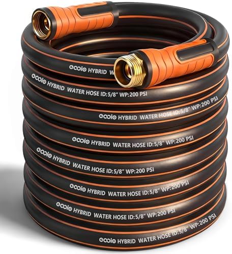 Garden Hose 75 ft x 5/8", Heavy Duty Water Hose, Flexible and Durable, Kink Resistant Lightweight Hybrid Hose, Leakproof Yard Hose with Male to Female Fittings by EOOIOGARDEN