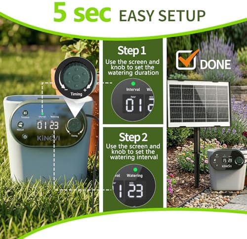 Solar Drip Irrigation System Kit, Auto Plant Waterer for 15 Pots（Green） - Image 3