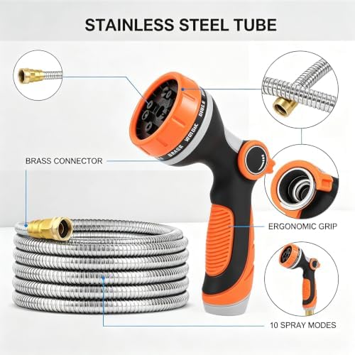 Metal Garden Hose 100 Ft, Stainless Steel Water Hose 100Ft - Image 3
