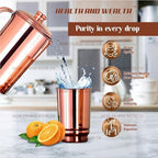 HEALTHANDWEALTH™ Pure Copper Water Jug with 2 Tumblers | 1.5 L Ayurvedic Drinking Water Pitcher | Improves Digestion, Boosts Immunity | Made in India - Image 5