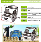 Hose Reel Cart Garden Hose Reels for Outside Heavy Duty Wall Hose Cart with Storage Table, Stainless Steel Small Pipe Organizer, Portable Hose Truck, with High Pressure Water Gun (Color : Silver, Si - Image 7