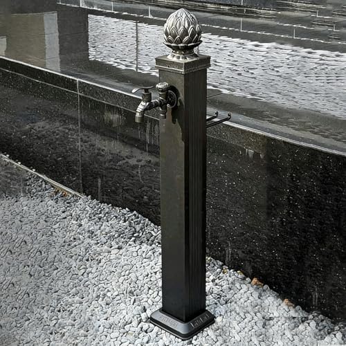 Stainless Steel Outdoor Garden Water Column - Vertical Double Outlet Faucet with Spray Gun, Decorative Fountain for Backyard Irrigation (Black, 100cm/39.4in) by Unknown