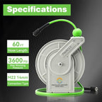 PWACCS Retractable Pressure Washer Hose Reel, 1/4" x 60ft - Image 6