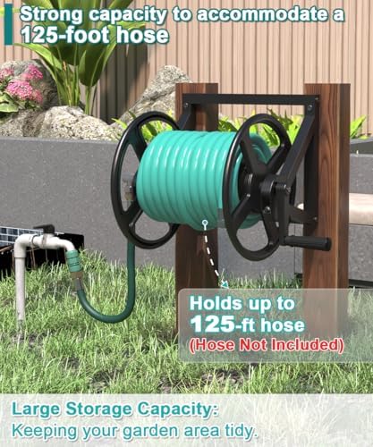 Artigarden Garden Hose Reel Wall Mounted, Outdoor Water Hose Holder Black - Image 3