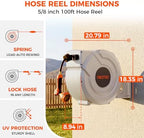 NEO-TEC 100ft 5/8 Inch Retractable Garden Hose Reel with Any-Length Lock Slow Auto Rewind Heavy Duty Hose Reel With 9-Pattern Nozzle 180° Swivel Bracket UV Resistant Wall Mounted Hose Reel for Outside - Image 2