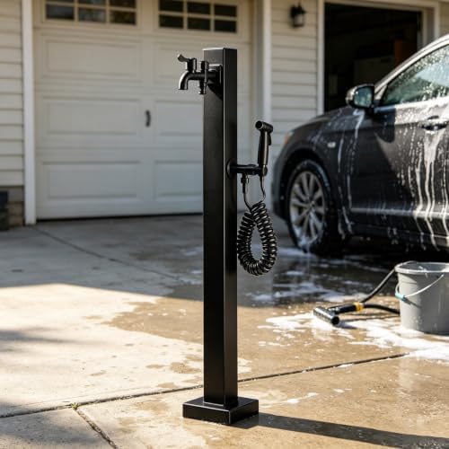 Outdoor Yard Hydrant Floor-Mounted Water Column Dual Outlet Tap Hose Stand by Gaommini