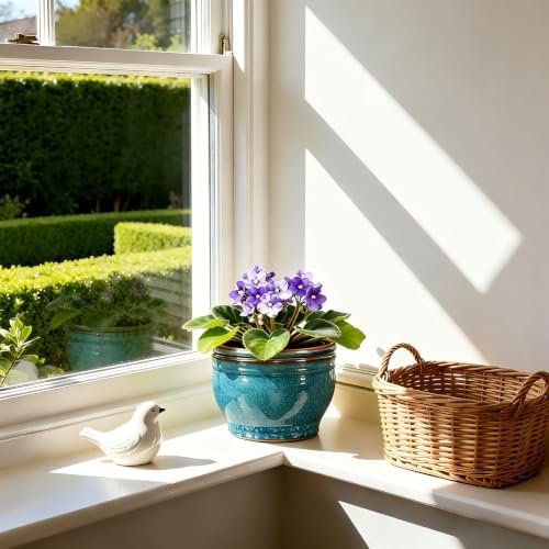 Self Watering Pot for African Violets Indoor Outdoor Plants, 6 inch, Teal - Image 6