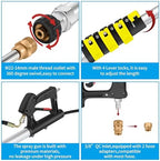 24 FT Telescoping Pressure Washer Wand Extension, Aluminum Power Washer Extension Wand with Turbo Nozzle, 5 Nozzle Tips, 2 Adapters, Harness, Gutter Cleaning Tools from The Ground - Image 5