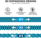Expandable Garden Hose 100 ft with 10 Function Nozzle Sprayer, Lightweight Flexible Water Hose with Durable Collapsible Latex Core & Solid Brass Fittings, 100ft Retractable Stretch Hose, Blue - Image 2