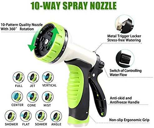 Flexible Metal Garden Hose 100ft-Heavy Duty Water Hose with Durable 304 Stainless Steel and 10 Way Spray Nozzle-Strong 3/4'' Solid Brass Fitting-Outdoor Yard No Kink Lightweight Long Hose Pipe - Image 5