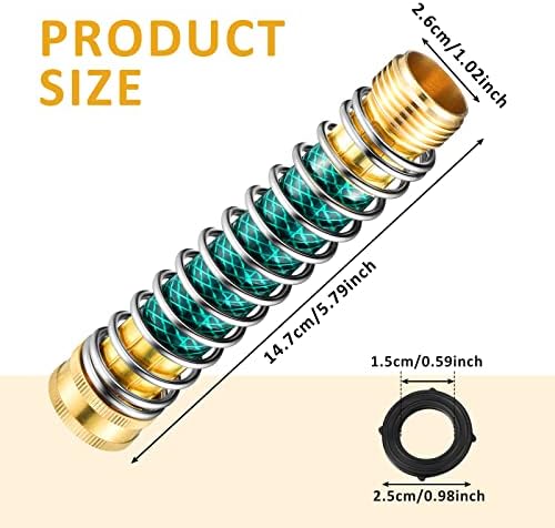 Moxweyeni 6 Pack Garden Hose Adapter, Brass Kink Protector Coil Spring - Image 2