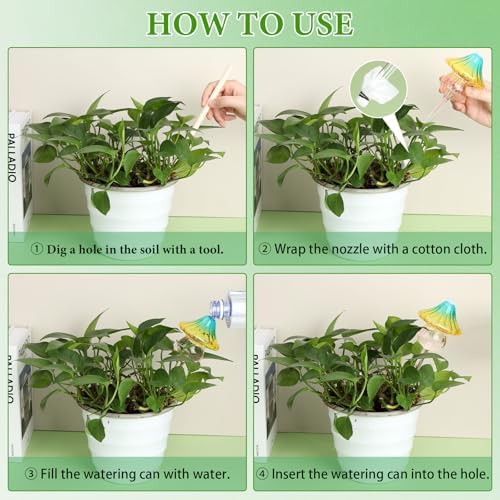 4 Pack Self Watering Globes for Plants, Automatic Plant Watering Bulbs with Mushroom Design, 11 oz Large Gradient Color Glass Plant Waterer Stakes for Indoor and Outdoor Plants, Vacation and Travel - Image 5