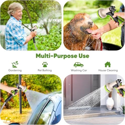 Unywarse Garden Hose 50FT Metal Water Hose with 10 Function Nozzle No-Kink - Image 4