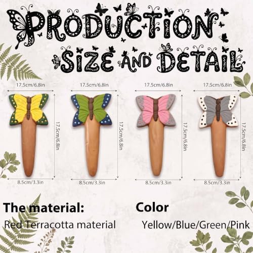 Butterfly Self Watering Spikes 4 Pack Terracotta Plant Stakes - Image 2